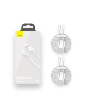 Baseus USB-kaabel 1,5 m USB A USB-C, Valge, 2-pack
